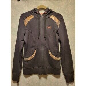 Under Armour Jacket Women Medium Camo Semi Fleece Lined Hooded Hunt Fish Outdoor